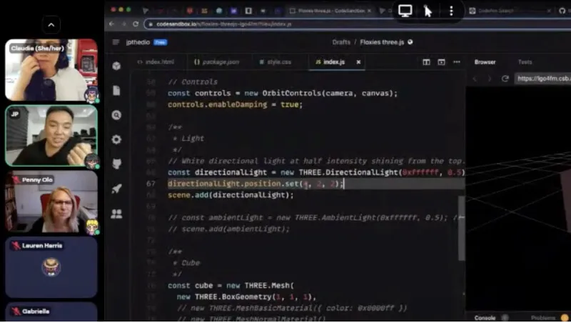 Screenshot of JP collaborating with others online.