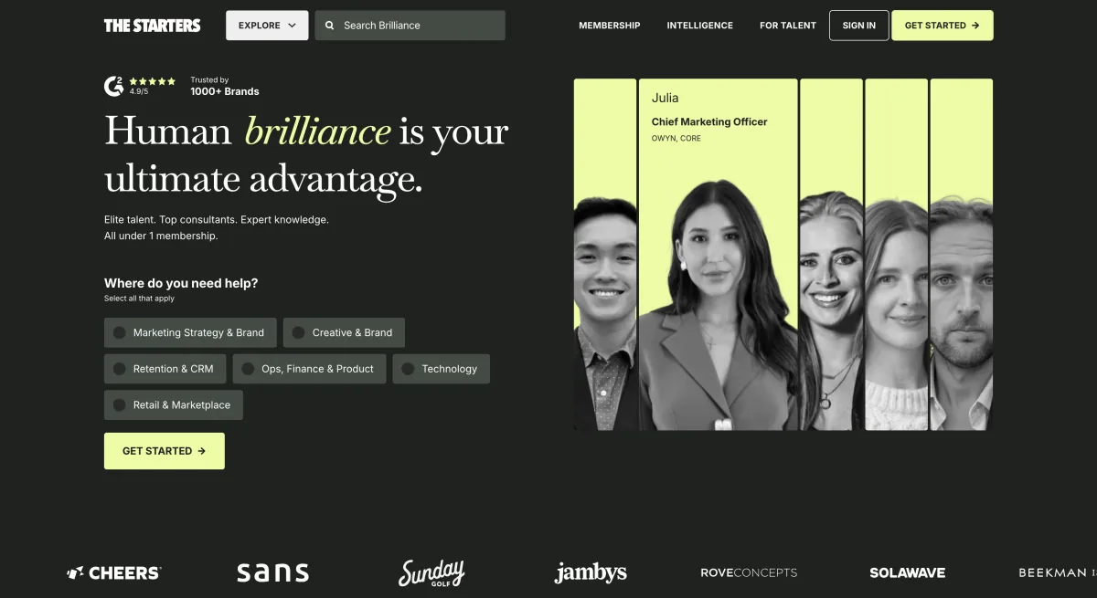 The Starters homepage